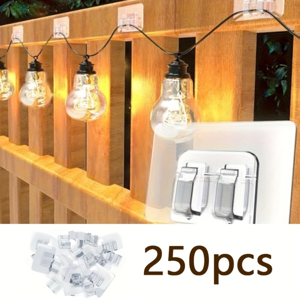 Adhesive Hooks for Outdoor String Lights - Waterproof UV-Resistant No-Damage Clips for Christmas Patio Garden Balcony Decor (40/80/160/250/400pcs)