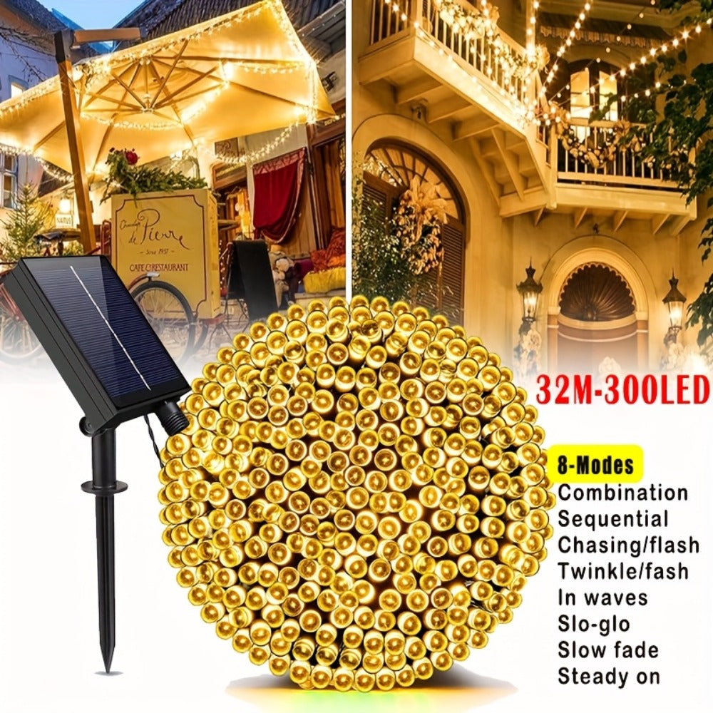 Solar String Lights Outdoor LED ¨C 39/50/72/100/105FT Spherical Bulb & Warm/Cool White with Remote Control | IP65 Waterproof 12-Hour Solar Powered Fairy Lights for Patio, Garden & Festival Decoration