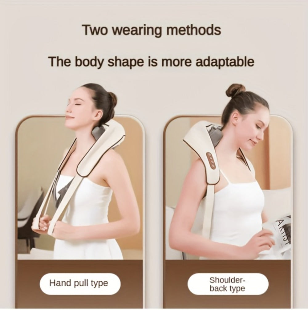 Neck Massager Shiatsu with Heat ¨C 6-Node Deep Kneading Wireless Massager for Neck, Shoulders & Trapezius Muscles | Hands-Free Electric Neck & Shoulder Massager with Heating Function