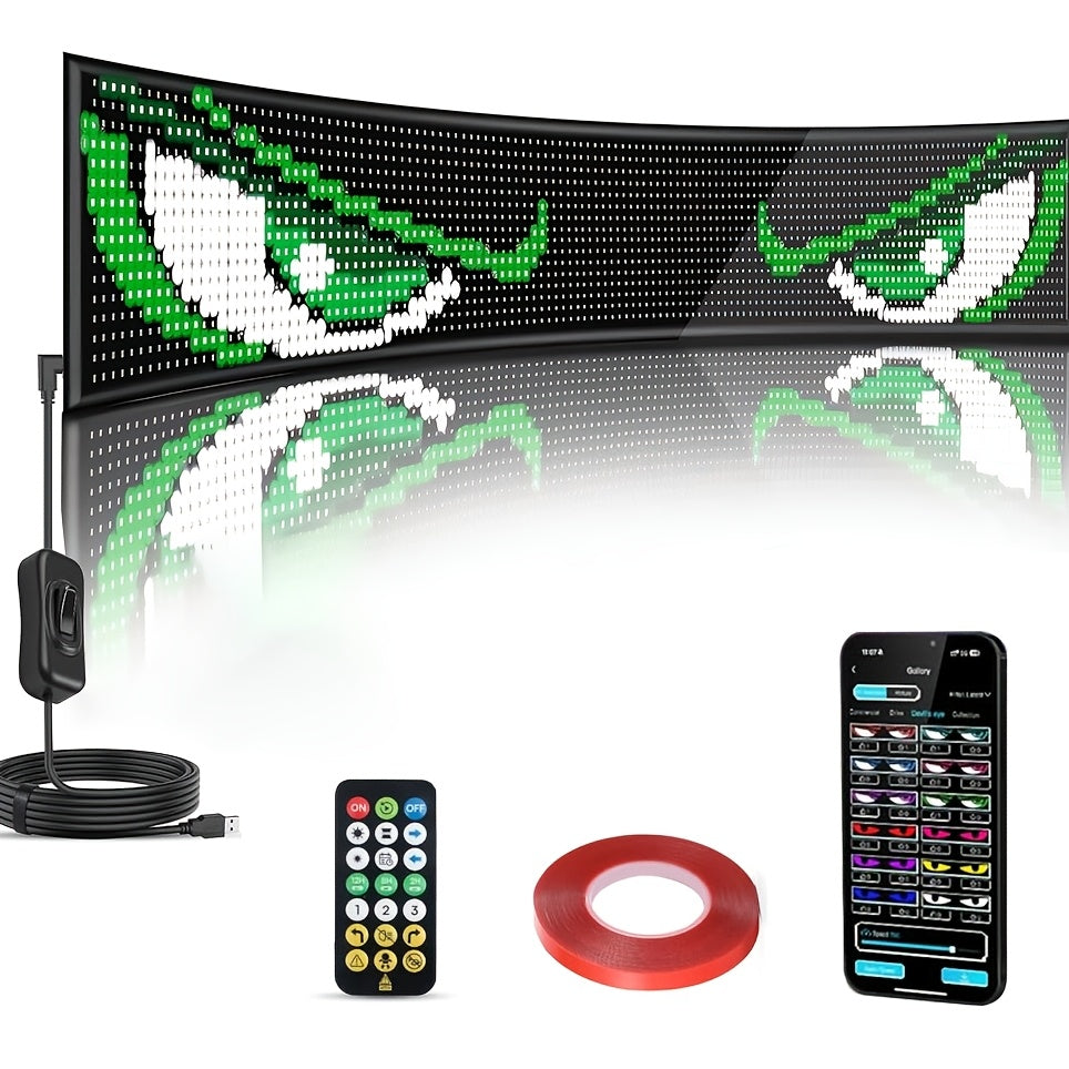 LED Scrolling Display Board with Bluetooth App Control, USB Powered Programmable RGB Matrix Panel for Text, Patterns & Animations, Indoor Sign for Shop, Bar, Hotel, Gas Station, Restaurant, Movie Screen