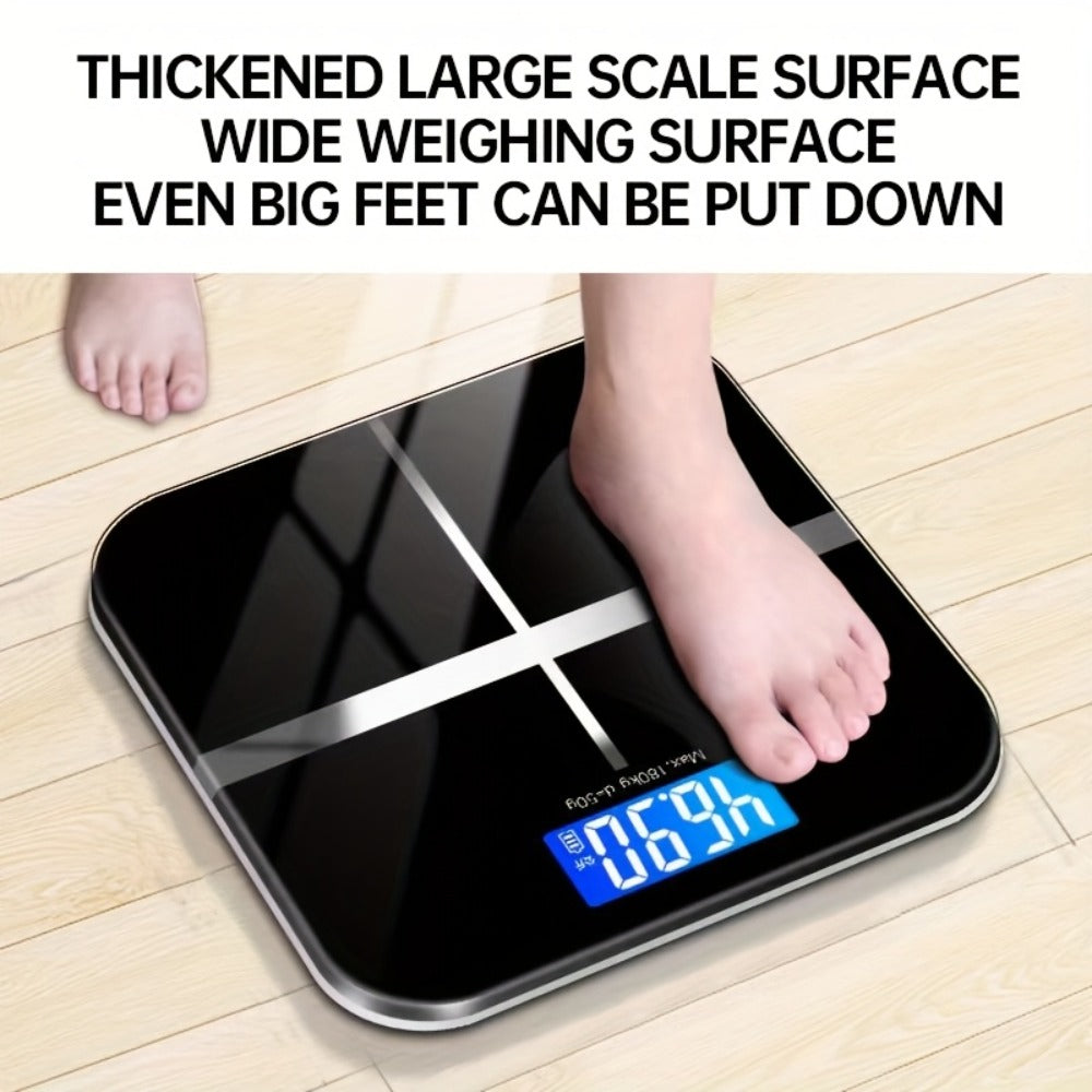 USB Rechargeable Bathroom Scale 400lb ¨C Smart Digital Body Weight Scale, HD LCD & Fahrenheit Temperature Display, kg/lb Switch, Ultra-Wide Platform, USB Charging or Battery Powered, Black & Pink