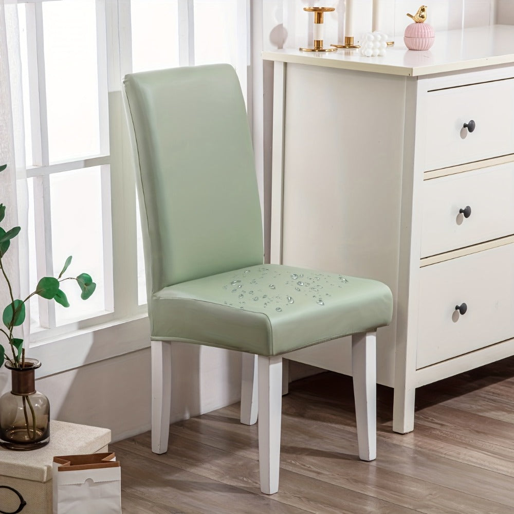 Dining Chair Covers Set of 4 6 Waterproof PU Leather Stretch Slipcover Oil Proof Universal Fit Chair Protector for Dining Room Kitchen Hotel Home Decor - 9 Colors