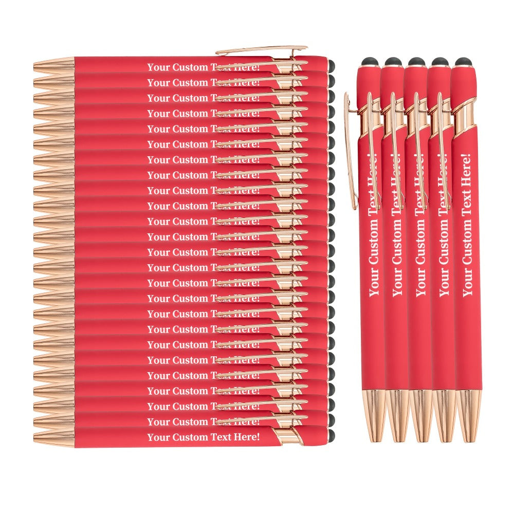 Custom Engraved Luxury Pens Bulk Set with Touch Tip & Soft Grip - Personalized with Logo, Name or Text, Elegant Gift Pens for Wedding, Birthday, Christmas, Office, Party Giveaways - 25/30/35/45/50 Pcs