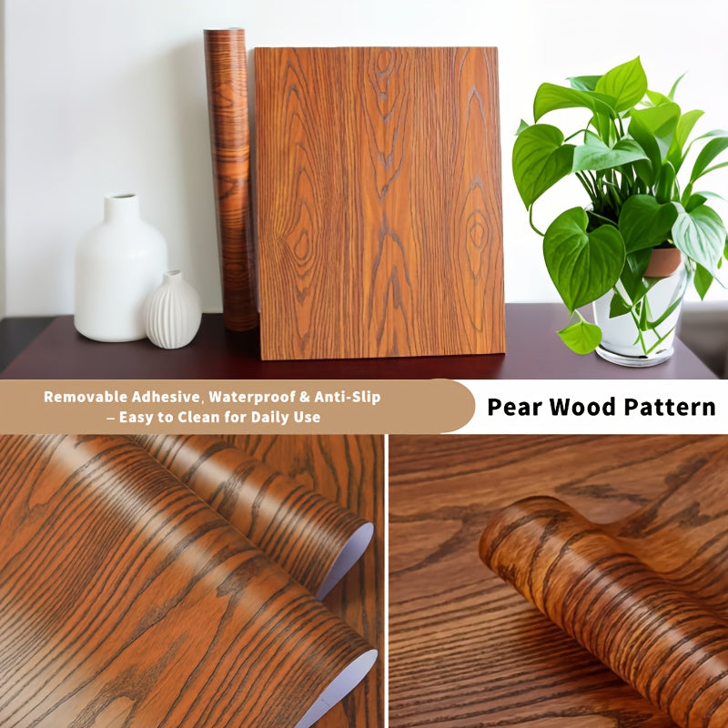 Wood Grain Floor Sticker Roll Peel & Stick Self-Adhesive Non-Slip Thickened Vinyl ¨C Vintage DIY Flooring for Walls, Floors, Desks & Door Panels