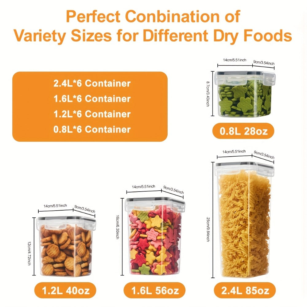 Airtight Food Storage Containers with Lids BPA Free Plastic Kitchen Pantry Organizer Set for Rice Cereal Pasta Flour Sugar Spaghetti - 6 14 18 30 48 60 84pcs Flip Top Seal Canister Set