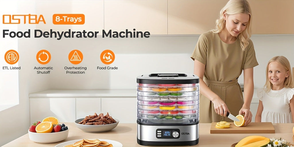 Food Dehydrator Machine 5-Tray with Adjustable Temperature Control and 72-Hour Timer - Electric Food Dryer for Jerky Fruit Herbs Dog Treats Snacks, 240W LED Display Dehydrator with Recipe Book Included