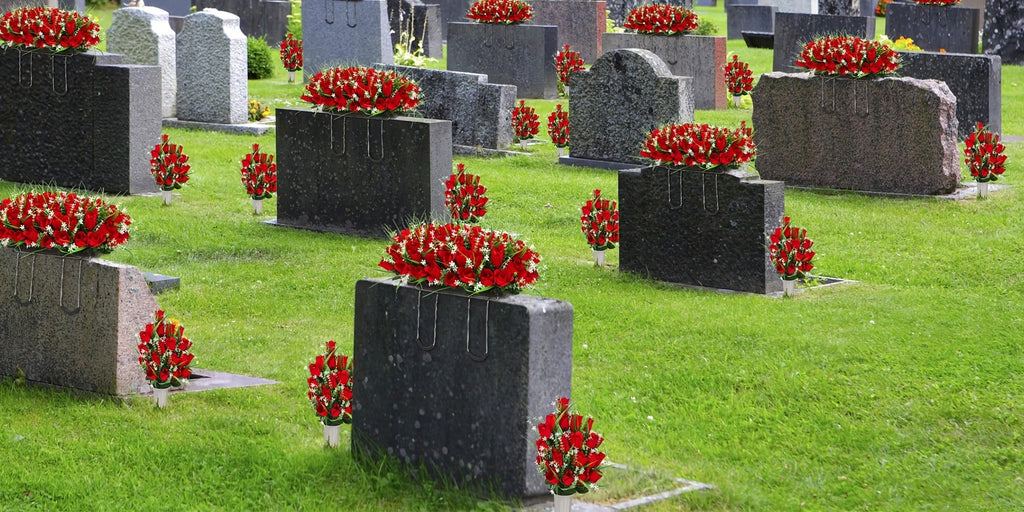 Artificial Cemetery Grave Flowers Silky Rose Bouquet Memorial Decoration