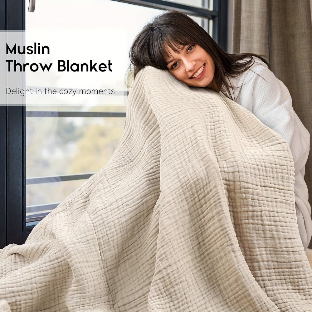 Morandi Cotton Muslin Blanket 6-Layer ¨C Soft Gauze Throw for Couch & Bed, Lightweight Breathable All Season, Machine Washable, 6 Colors