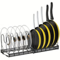 13-Shelf Metal Kitchen Storage Rack Organizer ¨C Extendable Cookware & Utensil Shelf for Cabinet, Countertop, Sink ¨C Freestanding Kitchen Cabinet Organizer with Golden Tube Design