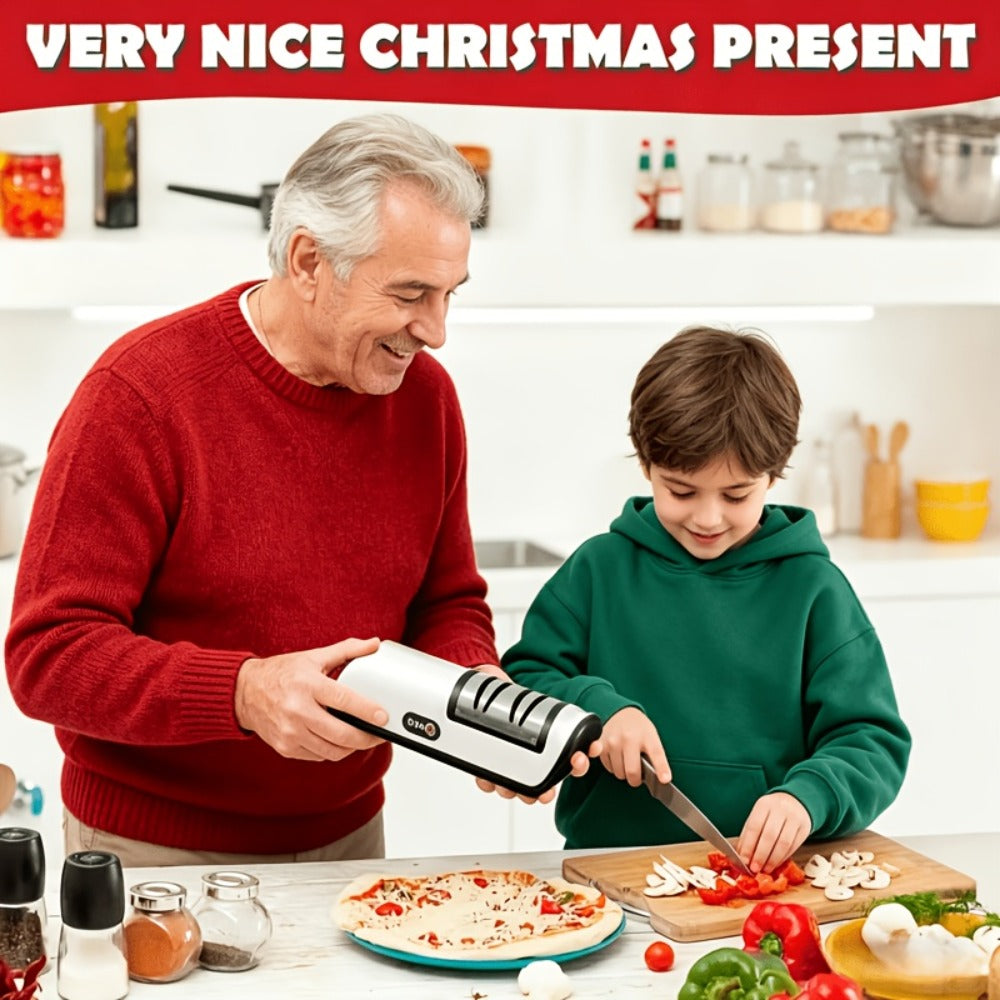 Electric Knife Sharpener USB Rechargeable Professional Knife Grinder & Polisher ¨C Fast Sharpening for Chef Knives, Fruit Knives & Kitchen Blades, Portable Cordless Design for Home & Outdoor Use