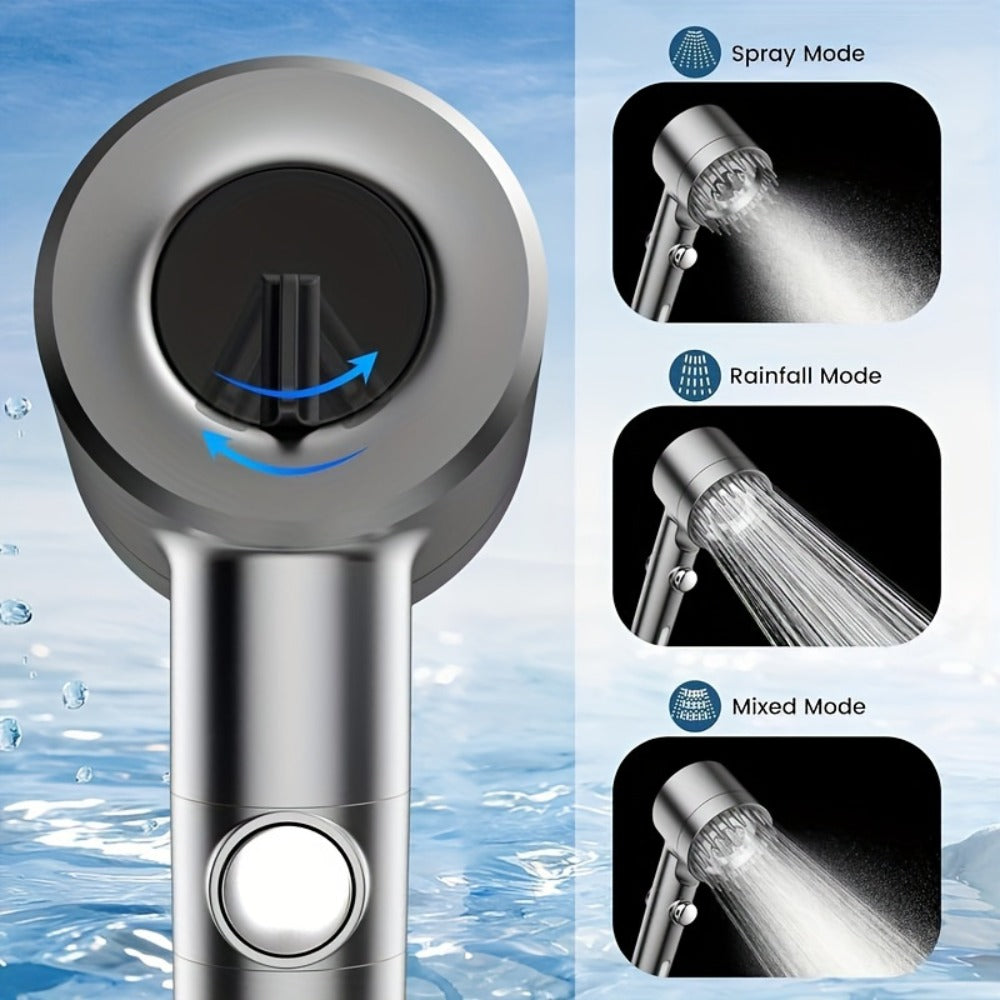 Filtered Handheld Shower Head High Pressure 4 Spray Modes ON/OFF Switch with Hose 5 Filter Elements Pet Shower