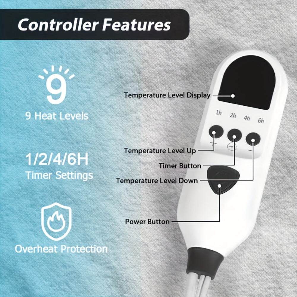 Electric Mattress Pad Heated Bed Warmer 63¡±x31¡± - 9 Heat Settings, 4 Auto Shutoff Modes, Rapid Warming, LED Controller, ETL Certified, Machine Washable, Low EMF, Winter Comfort Gift, Brown & Grey