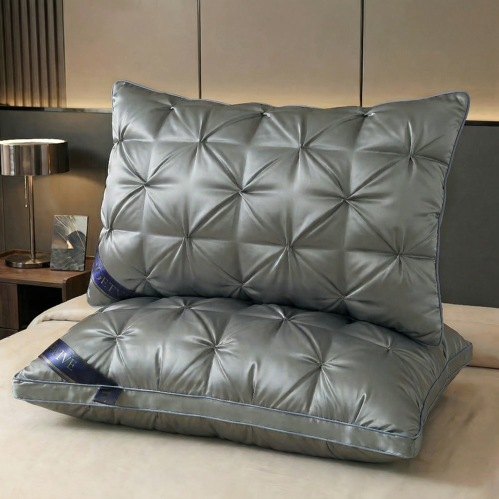 Luxury Hotel Pillows 2PCS, Cool Breathable Pillow Insert, Fluffy Resilient Neck Support, Soft Comfortable Sleeping Pillow, Queen King Size, White Black Navy Pink Gray Brown