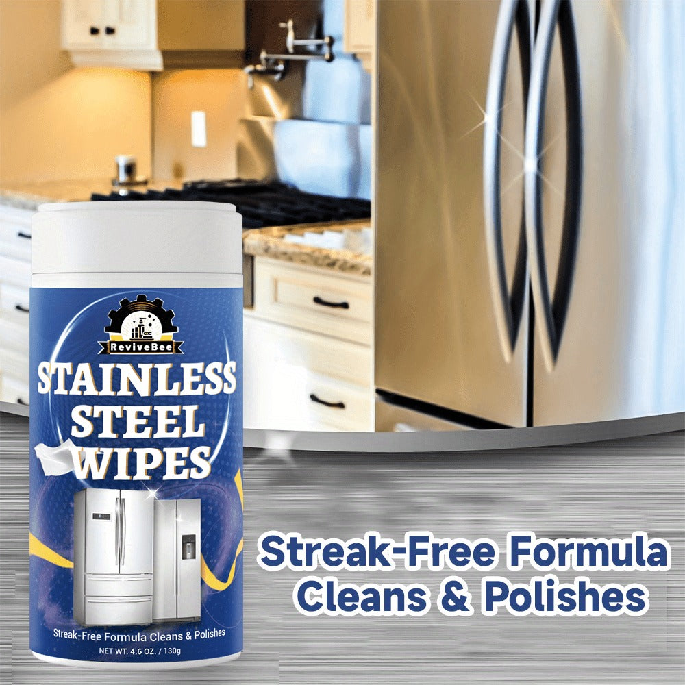 Stainless Steel Cleaning Wipes Kitchen 1 or 2 Barrel - Gentle Formula Safe for Hands, Quick Deep Cleaning of Stainless Steel Appliances Surfaces Sinks & Cookware, Streak-Free Kitchen Cleaning Wipes