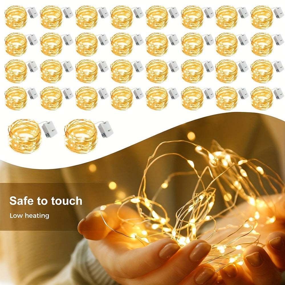 Fairy Lights Battery Operated with Batteries Included ¨C 6.5ft 20 LED Silver Wire Mini String Lights, Firefly Starry Lights for Wedding, Christmas, Party, Mason Jars & DIY Decor ¨C 30 or 100 Pack