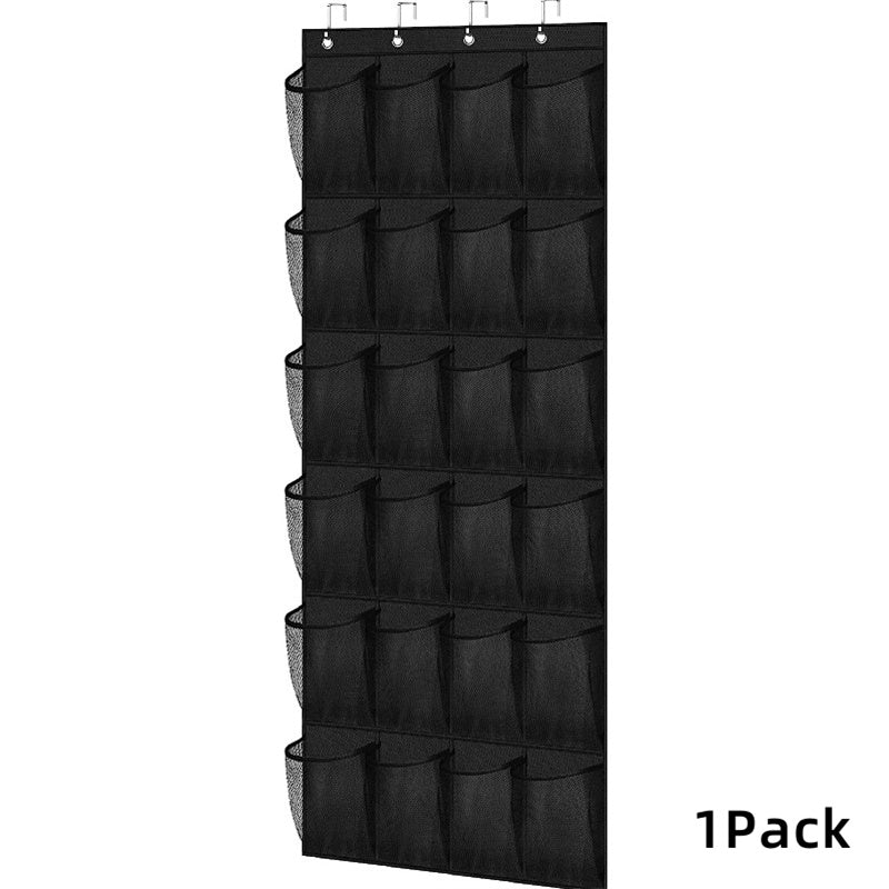 Over Door Shoe Organizer 24 Large Mesh Pockets ¨C Foldable Breathable Hanging Storage Rack, Durable Fabric Closet Hanger for Shoes & Accessories, Space-Saving Door Organization