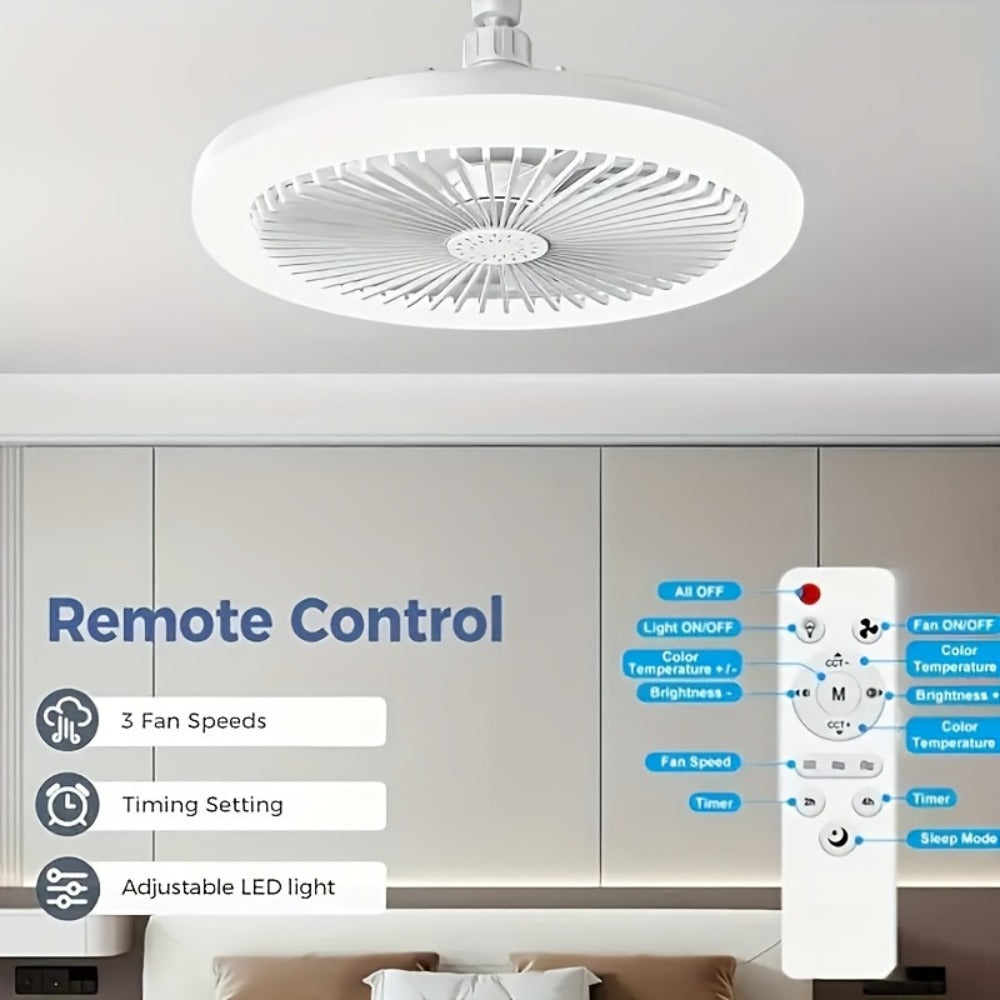 Ceiling Fan Light with Remote Control, Dimmable LED 3000-6500K, 3-Speed Fan, E26 Base, 360¡ã Adjustable Universal Joint, Timed Night Light, Room Decor White & Gray
