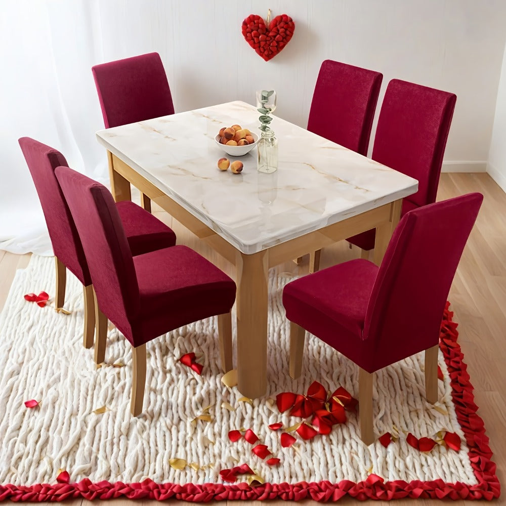 Stretch Dining Chair Covers Set | Elastic Jacquard Slipcovers for Dining Room Kitchen Wedding Office, 4pcs or 6pcs, 9 Colors, Washable Furniture Protector