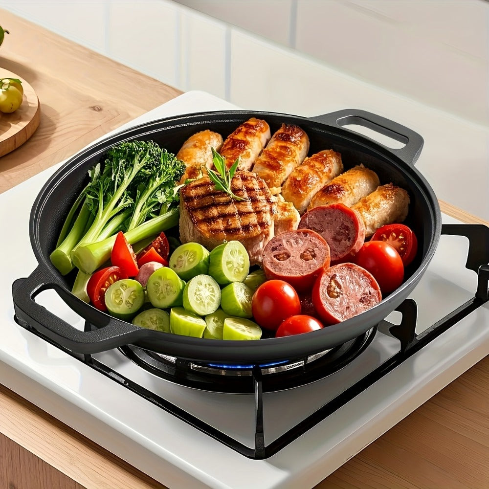 Cast Iron Frying Pan Non-Stick 11 Inch 28cm ¨C Rust-Proof Anti-Deformation Even Heating | Oven & Induction Safe Skillet for Pizza Barbecue & Camping | Durable Cast Iron Pan Single or 2-Pack