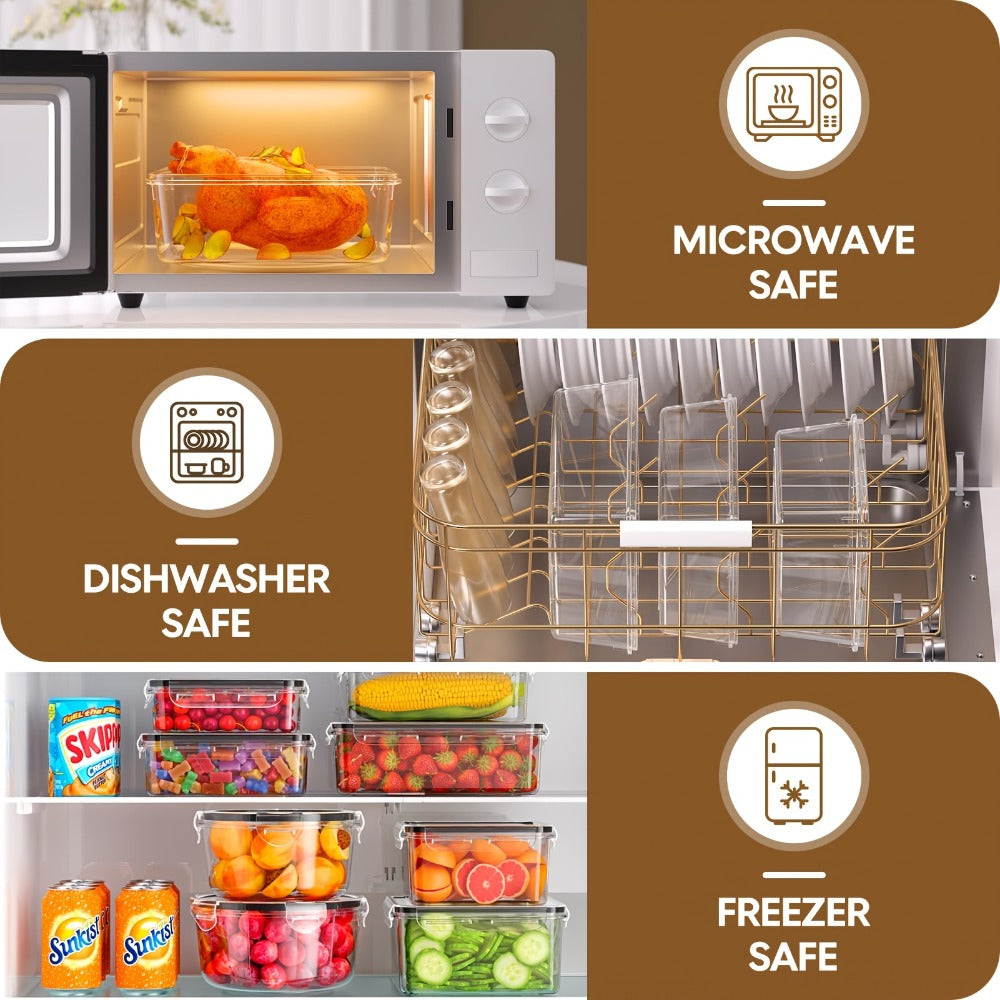 Airtight Food Storage Container Set 16/28/48 Pcs with Secure Lids, Sealed Plastic Containers for Pantry Organization, Kitchen, Travel & Outdoor Picnics ¨C Includes Labels & Markers