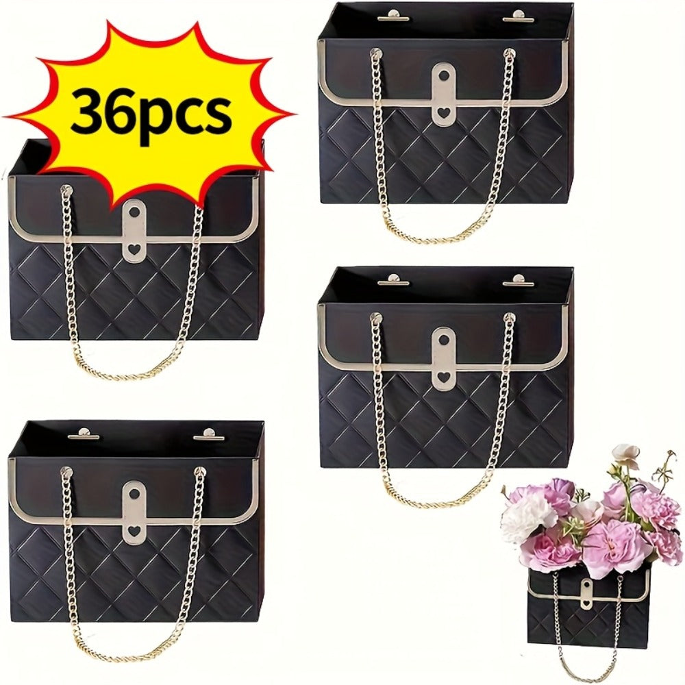 Paper Flower Bouquet Gift Bags with Metal Chain Handle Bulk ¨C 12/24/36/48 Pcs Tote Bags for Wedding Party Birthday Florist Graduation Holiday Colorful Gift Wrapping