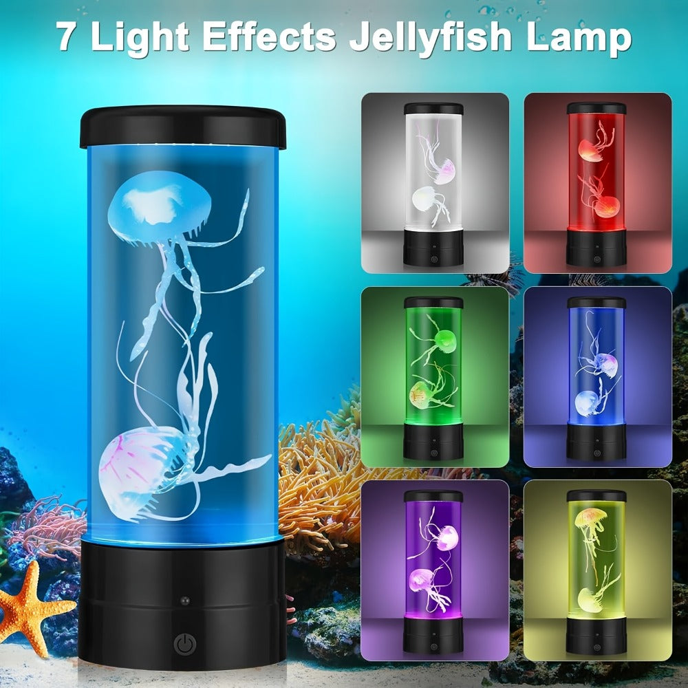 Jellyfish Lamp LED Floating 7 Color Mood Light | Electric Fantasy Jellyfish Tank Table Lamp for Home & Office Decor ¨C Ambient Night Light Gift for Men, Women & Mother's Day