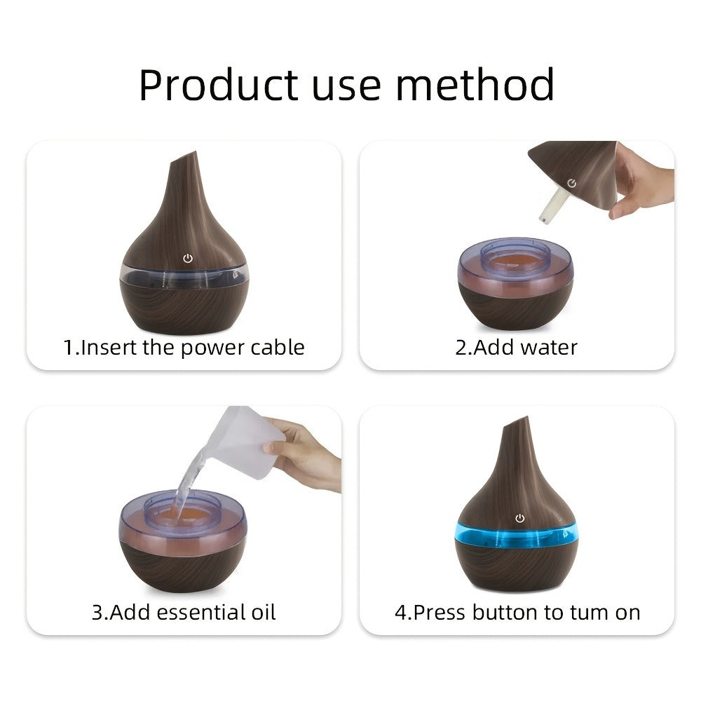 2-Pack Cool Mist Humidifier & Aromatherapy Essential Oil Diffuser ¨C Includes 16 Essential Oils & 7-Color Lights, 10.14oz Home Diffuser Set for Bedroom, Living Room & Office, Black