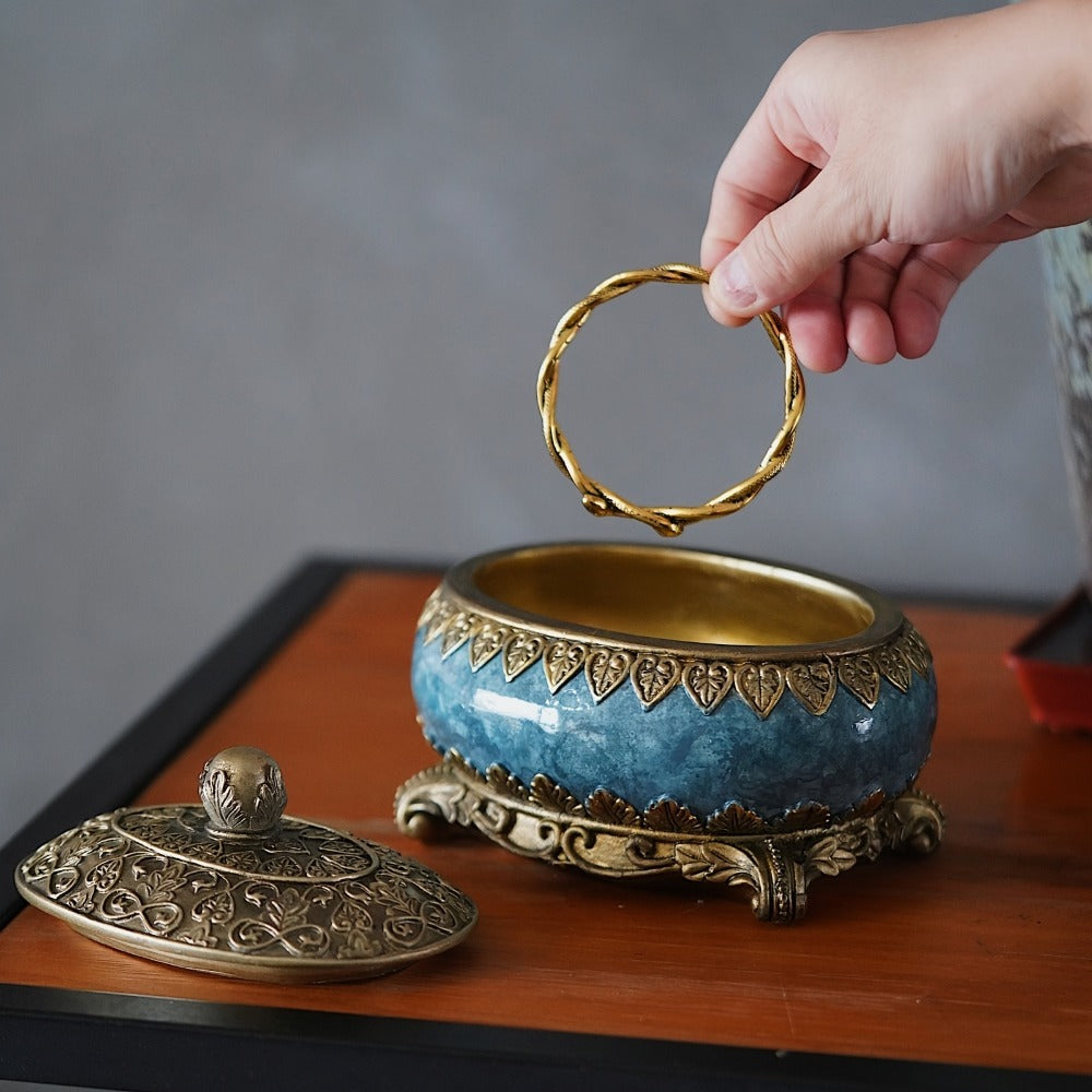 Jewelry Organizer Box with Lid - Necklace Earring Bracelet Ring Storage Case, Elegant Home Decor Gift