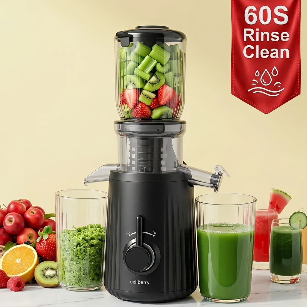 Masticating Juicer Cold Press - 4.25¡± Wide Feed Chute Auto-Feed Slow Juicer for Whole Fruits & Vegetables, 98% Juice Extraction, Quiet Motor, Easy to Clean, Compact for 1-2 People, Multiple Colors