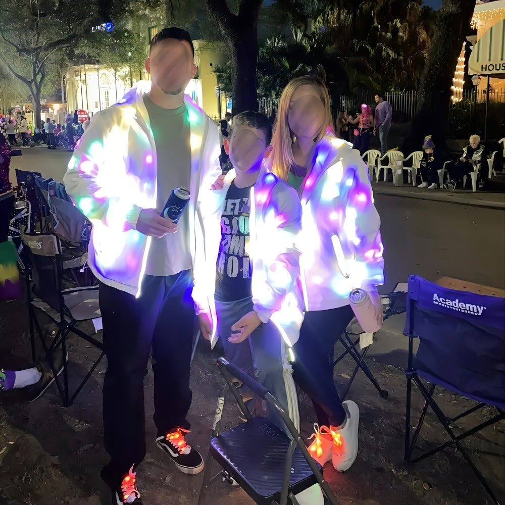 LED Light Up Party Jacket for Adults ¨C Glowing Rave Costume Unisex Luminous Coat for Halloween, Christmas, Dance Parties & Festivals, Battery Powered, Washable Polyester, Sizes S-XXL