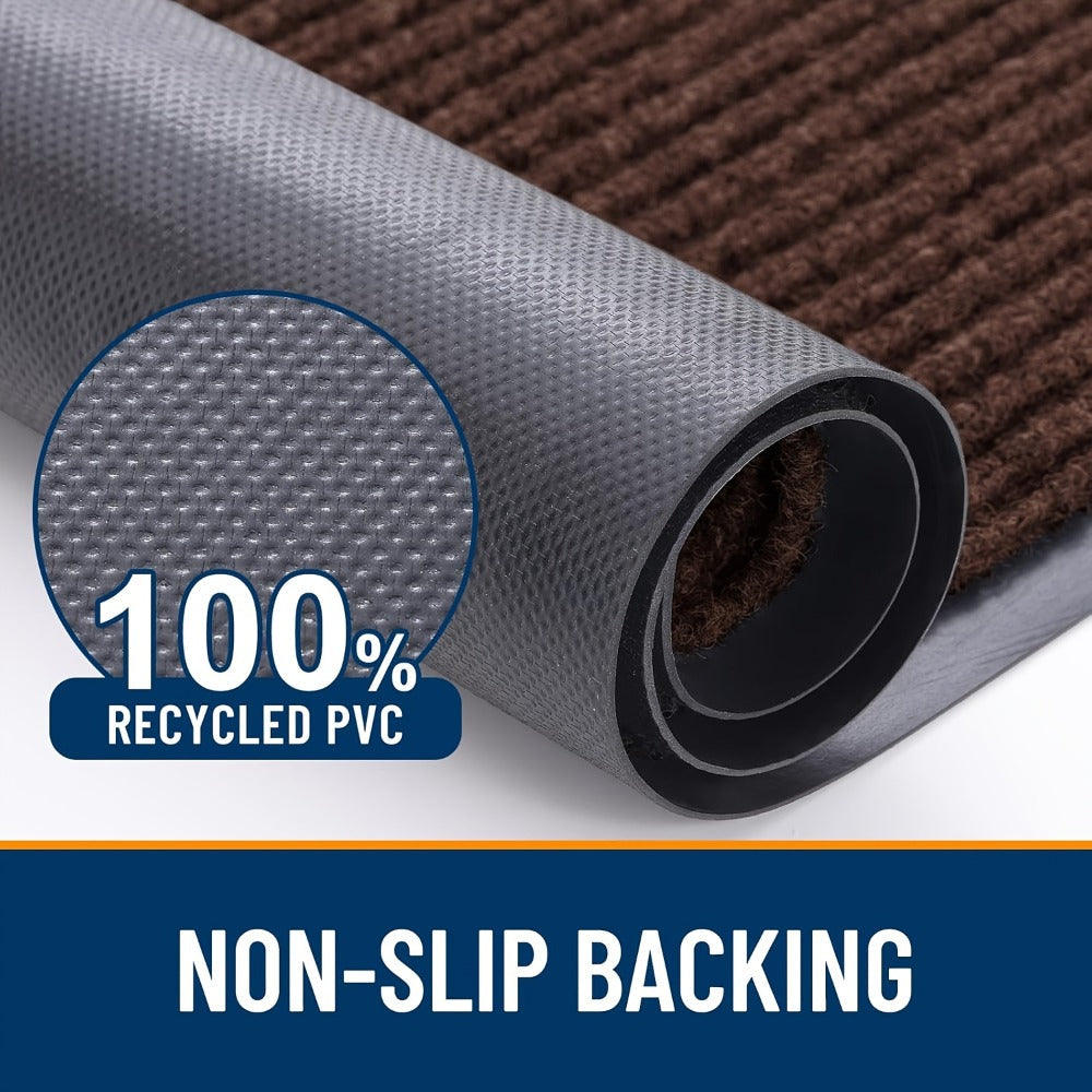 Door Mat 2-Pack Indoor Outdoor Welcome Entryway Rug Non-Slip Low Profile Polyester Floor Mat for Front Door Patio Porch Mudroom