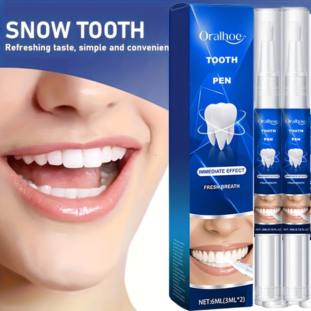 Teeth Whitening Pen 2-Pack ¨C Gluten-Free Gel Formula for Yellow Teeth, Gentle Deep Cleaning & Bright White Smile, Mint Fresh Breath, Travel-Friendly Pen Design for Daily Oral Care & On-the-Go Whitening