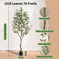 Artificial Olive Tree Indoor 5FT 6FT 7FT 8FT Potted Faux Olive Tree with Lifelike Trunk Branches Silk Leaves Fruits ¨C Large Fake Plant for Living Room Office Home Decor