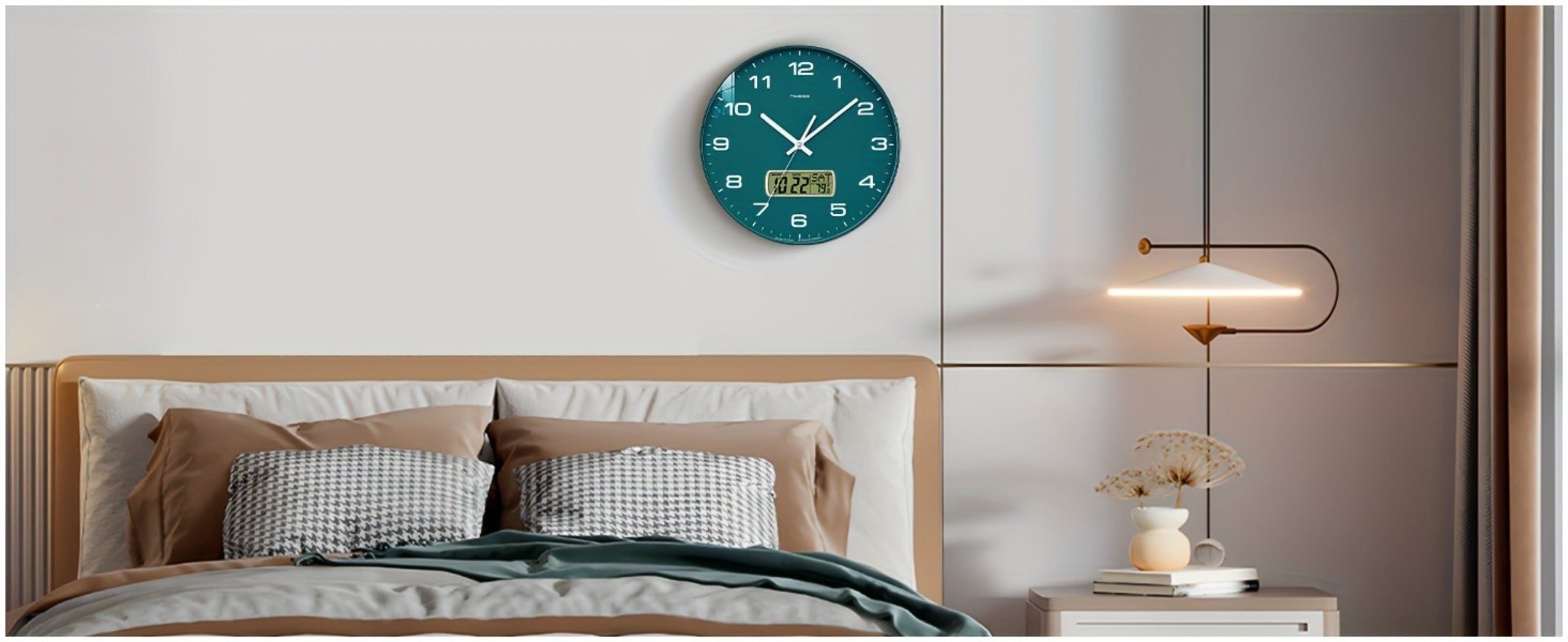 Silent Wall Clock Round Analog 10/12 Inch ¨C Battery Operated, Calendar & Temperature Display, Non-Ticking Quiet Movement for Bedroom, Office & Living Room, Multiple Colors