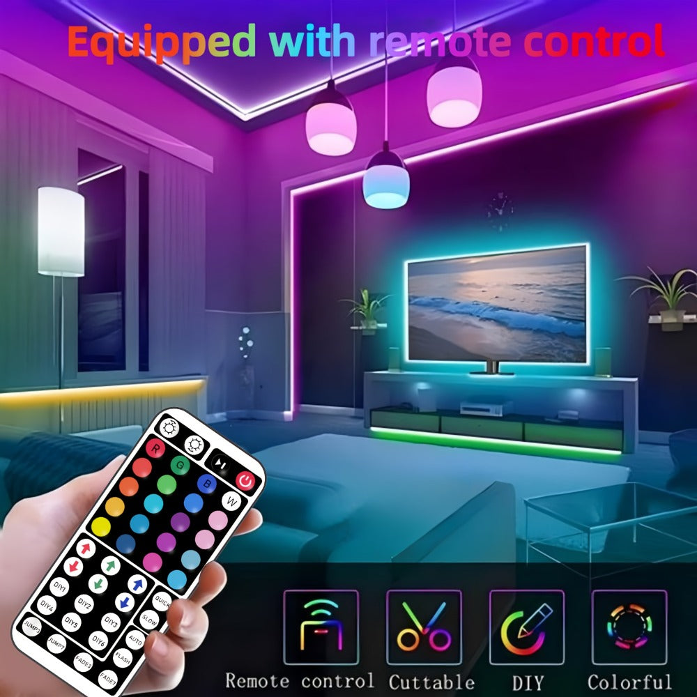 RGB LED Strip Lights 50ft/100ft ¨C Color Changing Tape Light with 44-Key Remote, 20 Colors & 8 Modes, Easy Install, for Bedroom, Living Room, Kitchen, Bar, Wedding & Party Decoration