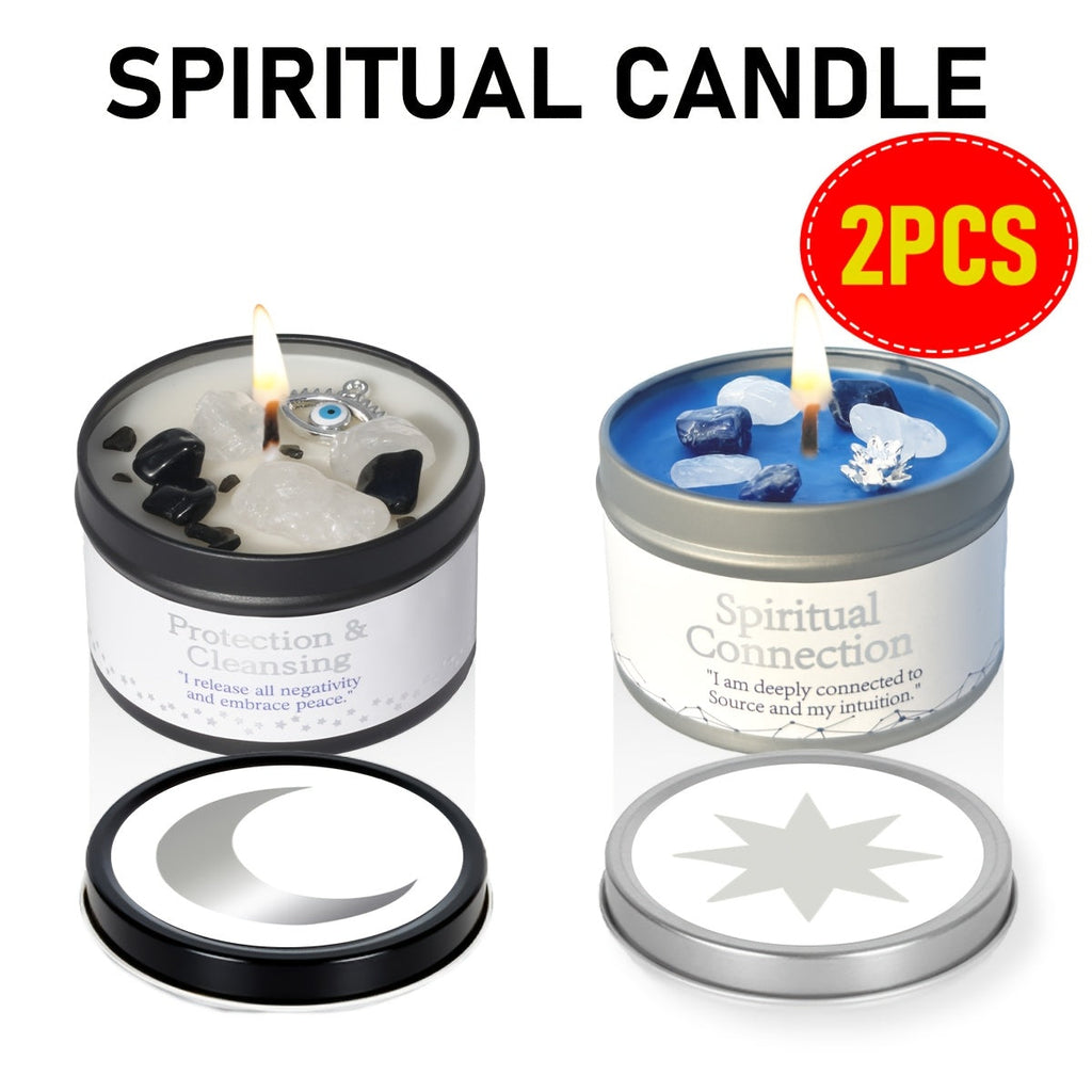 Manifestation Candles Scented Soy Wax with Crystal & Guidance Card for Meditation Yoga Focus | Law of Attraction Abundance Candle | Christmas Birthday Gift for Women