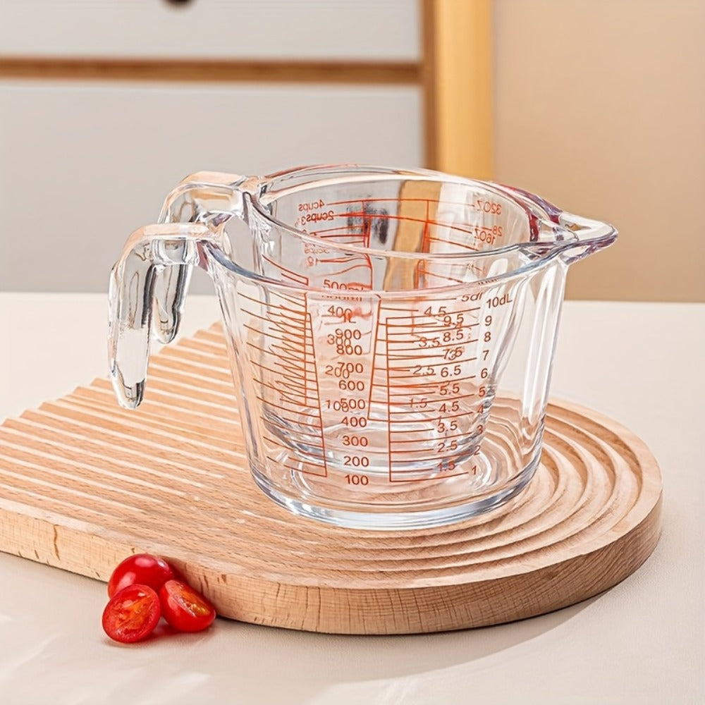 Glass Measuring Cup Heat Resistant Large Capacity with Handle 16.9 oz 33.8 oz Reusable Kitchen Baking Liquid Measuring Cup Set with Measuring Spoons