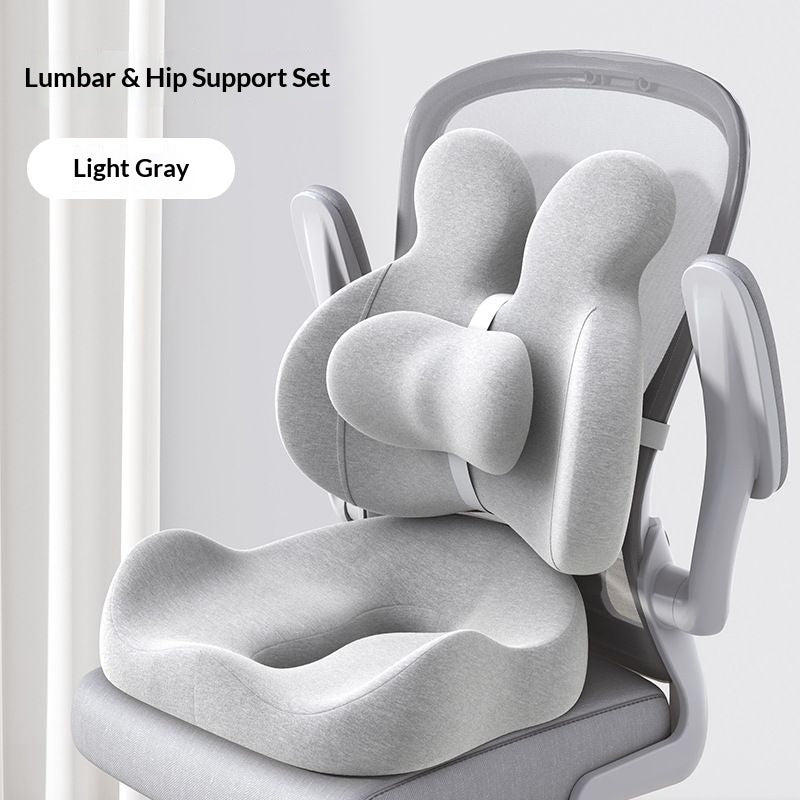 Lumbar Support Cushion & Seat Cushion Set ¨C Ergonomic Office Chair Pillow for Lower Back Pain Relief, Breathable Memory Foam Waist & Hip Support for Home, Car & Desk Chair