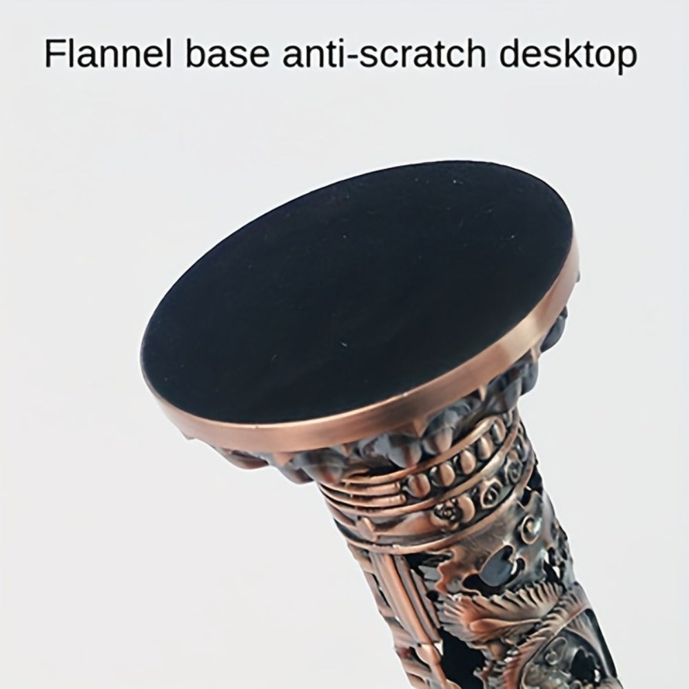 Incense Stick Holder Metal Retro Vertical Design, Dragon & Phoenix Heart Sutra Motif Brass Incense Burner Stand, Home Office Altar Meditation Ceremony Decoration Gift