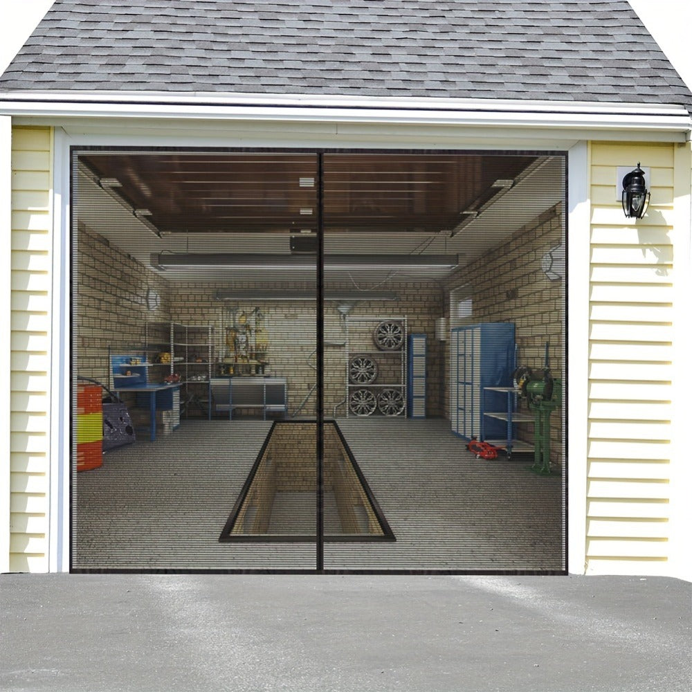 Garage Screen Door Magnetic Closure Heavy Duty Mesh Screen for 2-Car Garage, Hands-Free Walk-Through, Weather Resistant Pest Proof Bug Barrier, Easy Install, Fits Single & Double Garage Door Openings