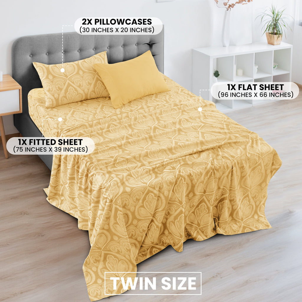 Paisley Bed Sheet Set 6-Piece Soft Brushed Microfiber Deep Pocket Fitted Sheet Wrinkle Free All-Season Comfort