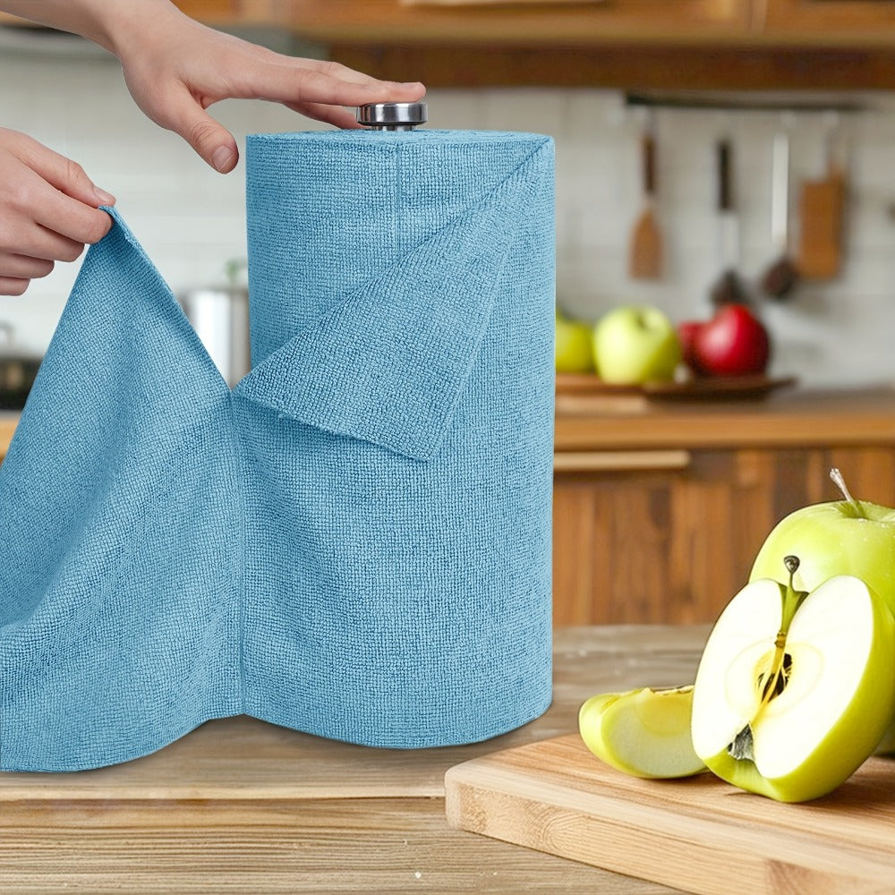Microfiber Cleaning Cloths Reusable Paper Towel Roll Replacement ¨C Washable Absorbent Tear-Away Dishcloths for Kitchen, Bathroom & Car | Eco-Friendly Rags 50 or 100 Pack, 12x12 Inch