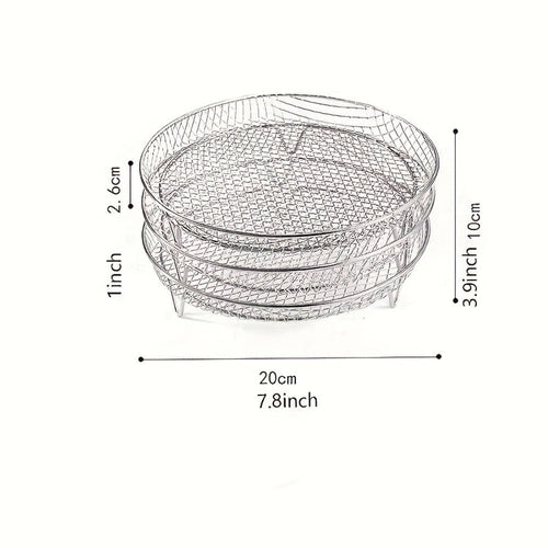 Air Fryer Rack 7 Piece Stainless Steel Dehydrator Stacking Rack with Clips - Reusable Round Multi-Layer Air Fryer Accessories for 4.2QT to 5.8QT Air Fryers, Oven Safe, Dishwasher Safe, Easy to Clean