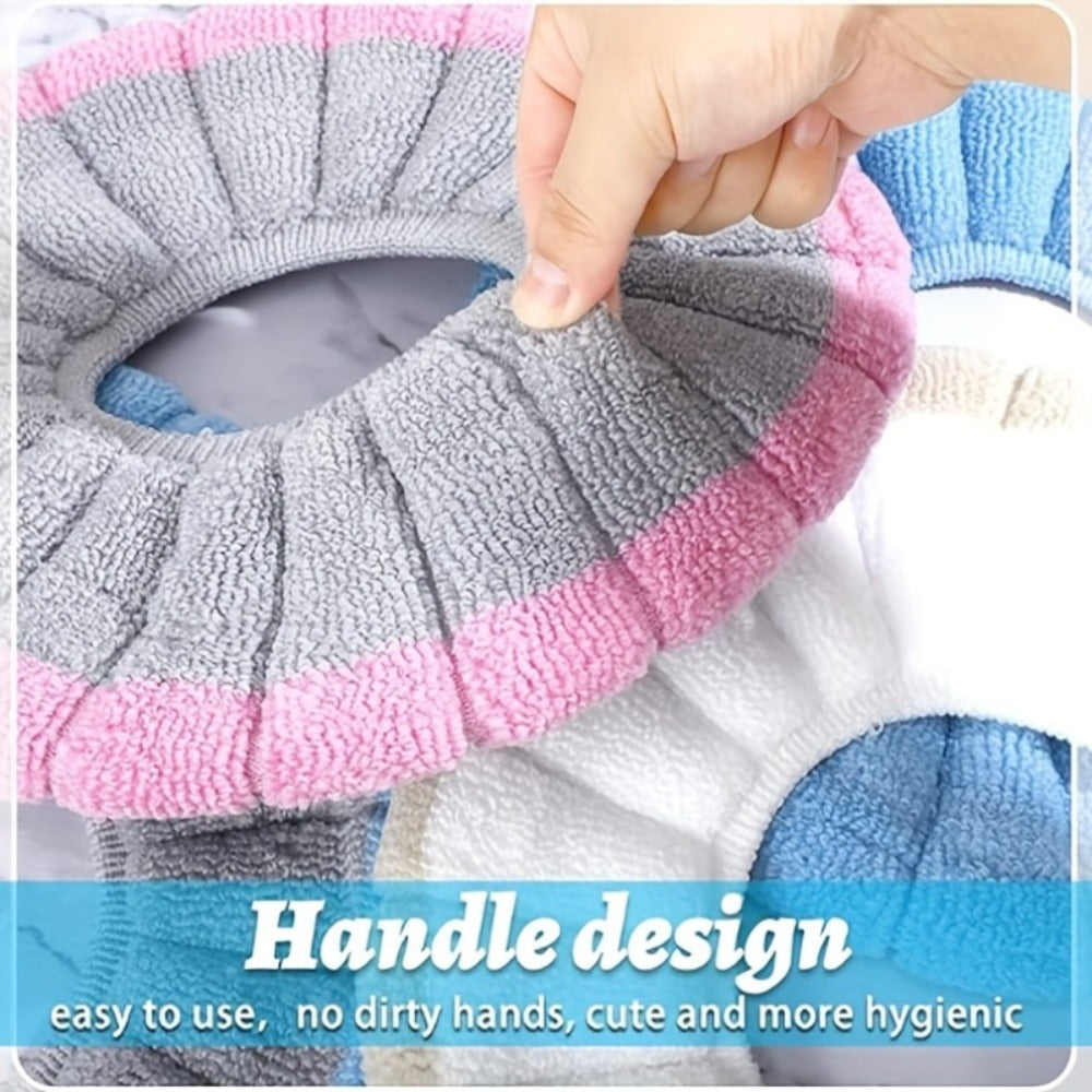 Toilet Seat Cover Set 5pcs ¨C Soft Plush All-Inclusive Machine Washable Bathroom Seat Covers Fit Most Standard Toilets, Skin-Friendly Elastic Fabric