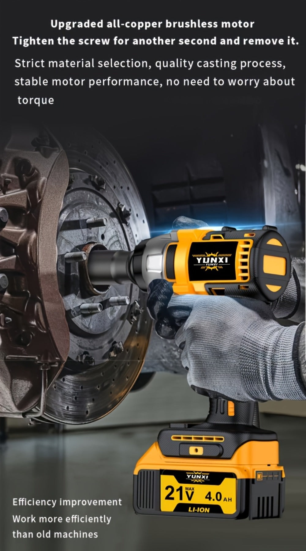 Cordless Impact Wrench Set with Charger Lithium-Ion Portable Electric Wrench Quick Charge for Home Automotive Repair Maintenance DIY Power Tool Kit