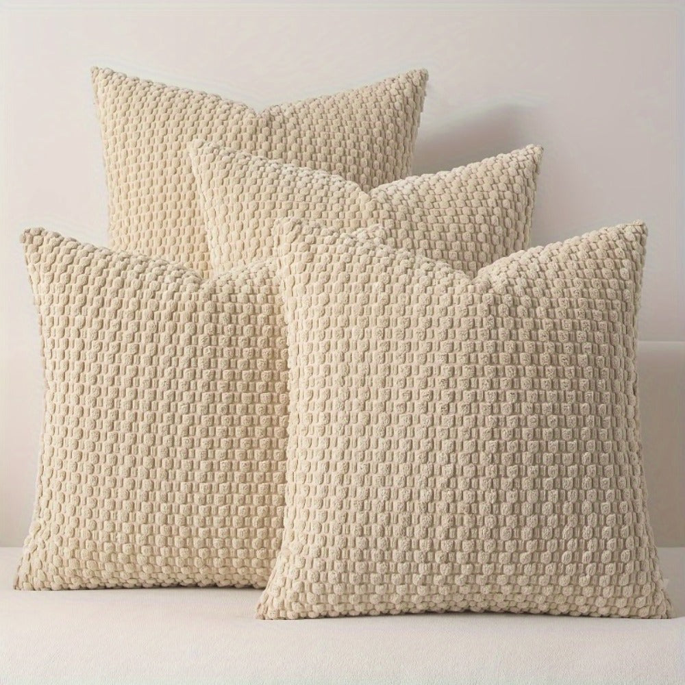 Boho Throw Pillow Covers 4 Pack Velvet Woven Cushion Covers Double-Sided Decorative Pillowcases for Sofa Couch Bed Chair 20x20 Inch Machine Washable