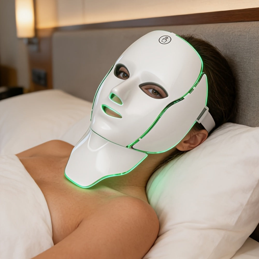 LED Light Therapy Facial Mask 7-Color USB Rechargeable ¨C Face Neck Anti-Aging Acne Rejuvenation Skincare Device, Beauty Instrument Gift for Women, Valentine's Day Mother's Day Birthday