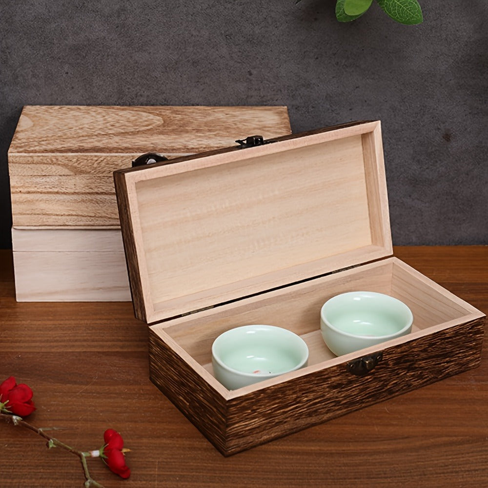 Jewelry Box with Lid & Lock Clasp Set of 3 ¨C Vintage Wooden Storage Boxes for Jewelry, Daily Essentials & Gift Packaging, Versatile Home Organizer in 3 Colors