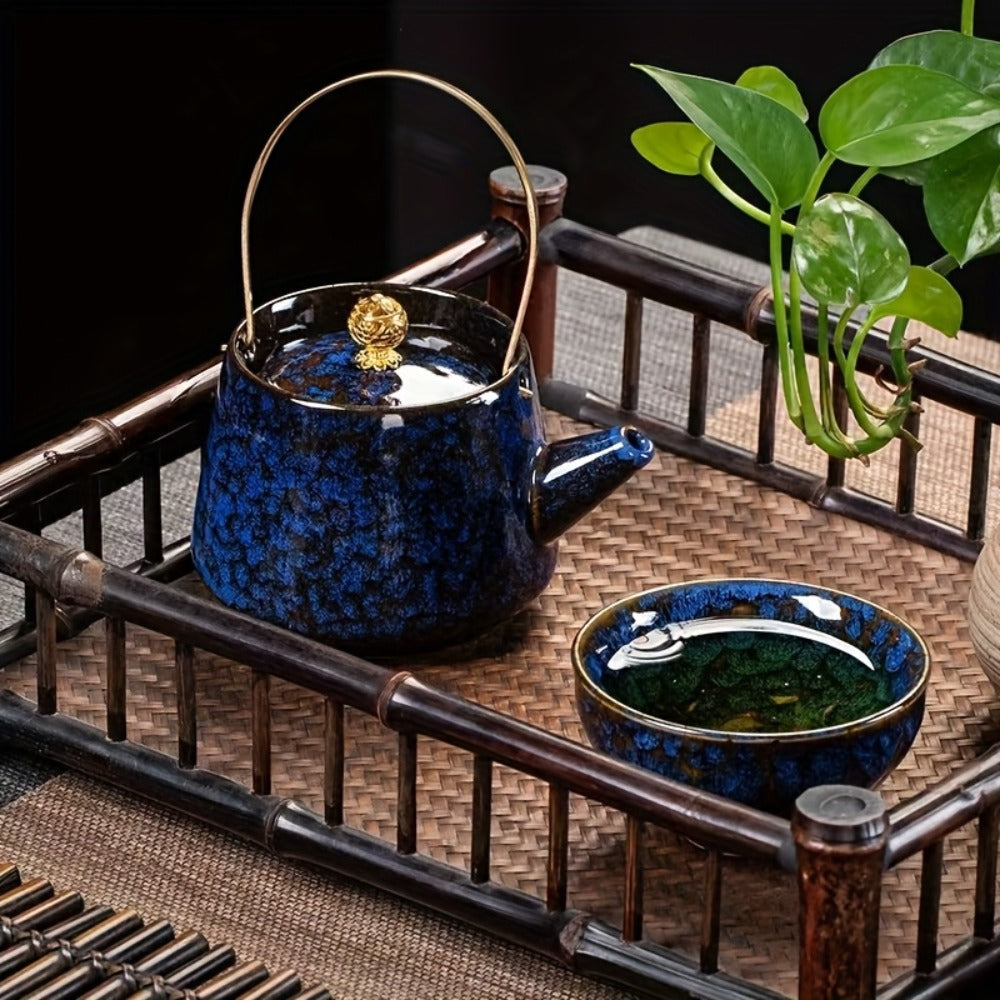 Kung Fu Tea Cups Set of 5 ¨C Handmade Kiln-Fired Jianzhan Ceramic Teacups ¨C Five-Element Design in 5 Colors with Gift Box ¨C Elegant Chinese Tea Ceremony Cup Gift for Business, Friends & Family