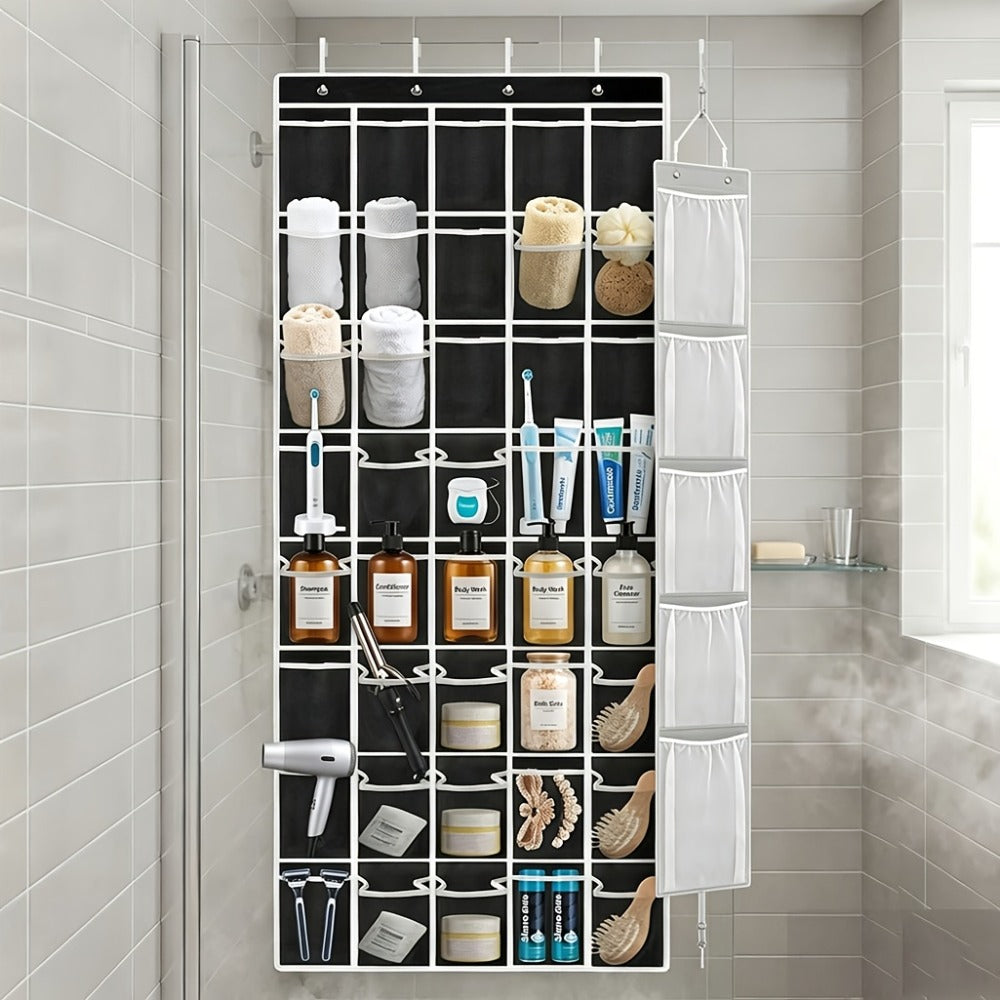 Over the Door Shoe Organizer 40 Pockets with 4 Hooks ¨C Durable Fabric Hanging Shoe Storage for Closet, Entryway & Bedroom ¨C Space-Saving Door Shoe Rack in Gray, White & Black